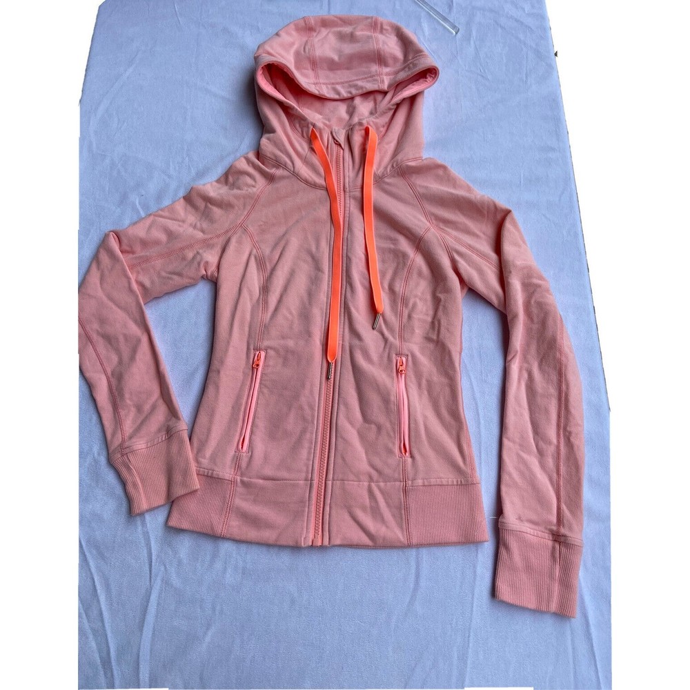 Lululemon Hoodie Jacket Light Pink with Contrast Stitching Sz 6